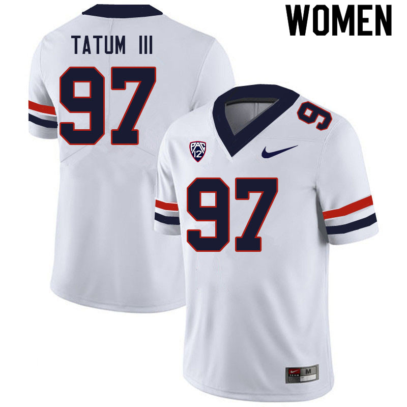 Women #97 Leevel Tatum III Arizona Wildcats College Football Jerseys Sale-White - Click Image to Close